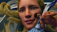 giantess nude blonde long_hair green_eyes eating stars up_close mundogts