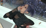 nude vore space purple_hair purple_eyes macross elf shrunken_people looking_at_viewer science_fiction sci_fi digital_render madamemaeve