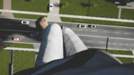 giantess destruction clothed barefoot street foot_crush trample animation pants vehicles houses point_of_view mike973 giantess_pov