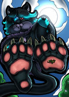 drawing crush furry black_hair color blue_eyes blood low_angle gore foot_crush shrunken_man cruel cat_girl point_of_view black_fur mspaintgts