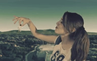 giantess collage vore city long_hair clothed handheld skirt buildings brunette domination animation ponytails standing shirt