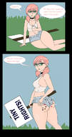 drawing giantess color butt glasses butt_crush pink_hair shorts short_shorts unaware screeeow protester