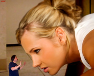 collage blonde face shrunken_man looking_at_tiny iggy62