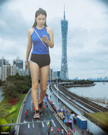 giantess collage city shoes asian street phone athletic crowds kyojingirls