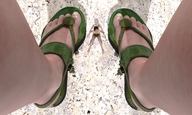 bikini feet brunette sandals shrunken_woman looking_up point_of_view boomgts digital_render