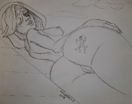 drawing giantess nude monochrome butt butt_crush shrunken_man sketch thighs older stuck_to_butt overwatch kasumikills ana buttcheek