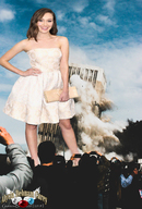 giantess collage destruction brunette smiling dress skyscraper smoke sky looking_at_viewer giantessbuster209 alycia_carey
