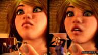 blonde comic finger green_eyes scared shrunken_woman voluptuous freckles digital_render opal