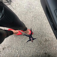 collage black_hair long_hair high_heels shrunken_man suit falling point_of_view stretch_pants msku