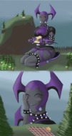 breasts drawing gentle giantess horns mega alien color demon red_eyes boots eating sandwich picnic closed_eyes ben_10 ben_tennyson spikes grey_skin way_bad svenyatta cartoon_network