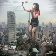 giantess collage city buildings asian food sky kyojingirls