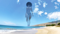 bikini nipples giantess collage mega beach cleavage ocean huge_breasts navel walking looking_down dark_skin digital_render afro endlessrain0110 black