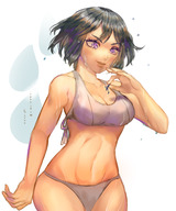 drawing gentle panties black_hair color handheld cleavage bra anime navel shrunken_man between_fingers no_background black_clover mariella sarah_widiyanti