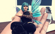 gentle handheld blue_hair fairy looking_at_viewer digital_render madamemaeve