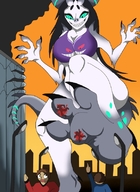 drawing giantess city color destruction barefoot blood looking_down raised_foot stuck_to_foot