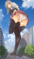 drawing giantess crush panties city upskirt color destruction blood stockings sweat foot_print vehicles uru kantai_collection shoukaku