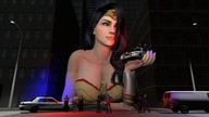 gentle giantess city mega black_hair long_hair clothed handheld cleavage buildings street police lying_down night costume wonder_woman joker digital_render dc_comics the_atom atomicsfm