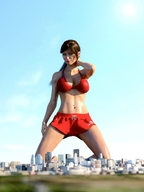 giantess city mega bra brunette kneeling shorts lifeguard digital_render justanotherperson032
