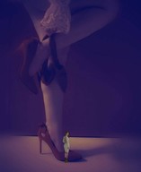 collage panties long_hair high_heels brunette shrunken_woman standing mini_skirt lace sfxhh3