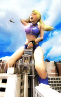 breasts giantess masturbation city mega blonde long_hair buildings helicopter samus_aran boots sitting navel shorts sports_bra sitting_on_building digital_render bare_midriff sourcesizeshenanigans