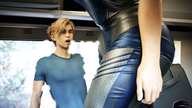 gentle clothed amazon bus digital_render suitcase up_close fater leather_clothing onlooker