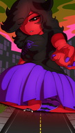 drawing giantess panties upskirt black_hair color butt butt_crush red_eyes sitting smothering striped_panties red_skin mspaintgts mae