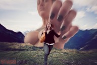 breasts giantess collage hand running mountains fingers grabbing manicure looking_at_victim sfxhh3