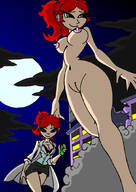 breasts drawing growth giantess nude pussy mega color destruction bra skirt low_angle red_hair ponytail scientist smoke night outdoors labcoat drsgrowth