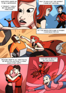 breasts drawing wings comic color long_hair giant handheld brunette couple red_hair shrunken_woman shrunken_man ant freckles costume ant-man belt laptop dialogue punching mary_jane spider-man marvel_comics the_wasp caiman2 giant_man earth_20052 peter_parker alistaire_smythe