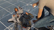 shrinking brunette scared shrunken_woman syringe digital_render