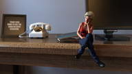 blonde table shrunken_woman digital_render