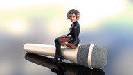 high_heels fishnets shrunken_woman looking_at_viewer microphone digital_render