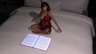 breasts black_hair bed shrunken_woman book digital_render