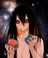 drawing giantess nude vore earth giga space black_hair color large_breasts long_hair planet black_eyes mars planet_vore black_hole_chan