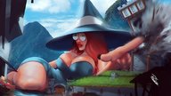 drawing giantess collage color destruction cleavage glasses hat resizestuff