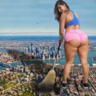 giantess collage city mega butt destruction brunette looking_back broom gtsx3d