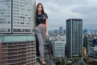 giantess collage city high_heels brunette looking_at_viewer bigactresses