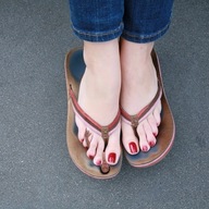 collage feet in_shoe shrunken_man under_foot flip_flops red_nails msku