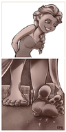 drawing giantess comic monochrome clothed barefoot rampage foot_crush queen frozen disney looking_at_victims elsa kisparlius
