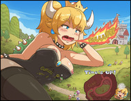 drawing nipples giantess karbo vore horns blonde color lying_down internal_view bowsette super_crown