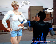 blonde short_hair mini_giantess muscles amazon ilayhu dialogue digital_render giantessamazons