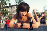 giantess nude city lying_down looking_at_tiny digital_render madamemaeve