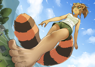 drawing giantess color destruction barefoot green_eyes brunette eudetenis tanuki moriko