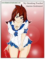 drawing gentle color cleavage brunette brown_eyes shrunken_man ilayhu giantess-erodreams2 between_breasts