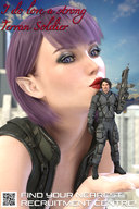 gentle giantess nude purple_hair macross shower kissing shrunken_man poster looking_at_viewer science_fiction sci_fi pointed_ears digital_render madamemaeve