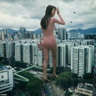 giantess collage city brunette asian street kyojingirls