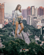 giantess collage city brunette asian street looking_down kyojingirls