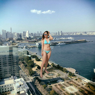 giantess collage city swimsuit brunette asian sunglasses kyojingirls