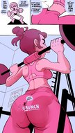 drawing comic exercise butt_crush brunette story lifting goggles panels between_buttcheeks spittyart cheyenne_(spittyart)