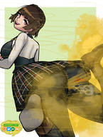 drawing butt clothed skirt huge_breasts brunette lying_down short_hair fart no_background swampyart